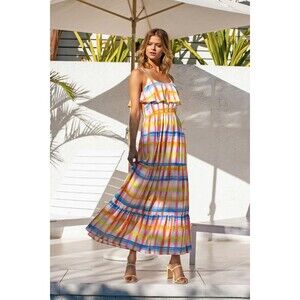 Skies Are Blue Sunkissed Plaid Maxi Dress Sz M NWT ***